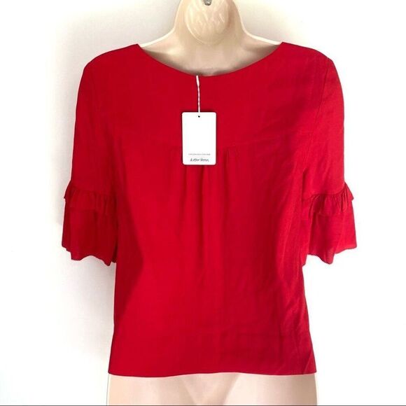 & Other Stories Ruffle Sleeve Short Blouse 2 - Picture 4 of 9